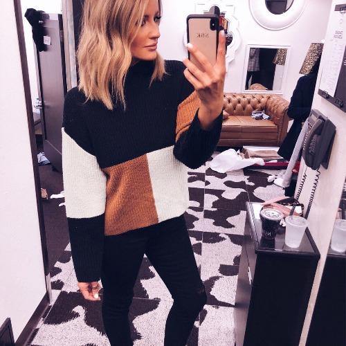 High Neck Long Sleeves Knitting Sweaters-STYLEGOING