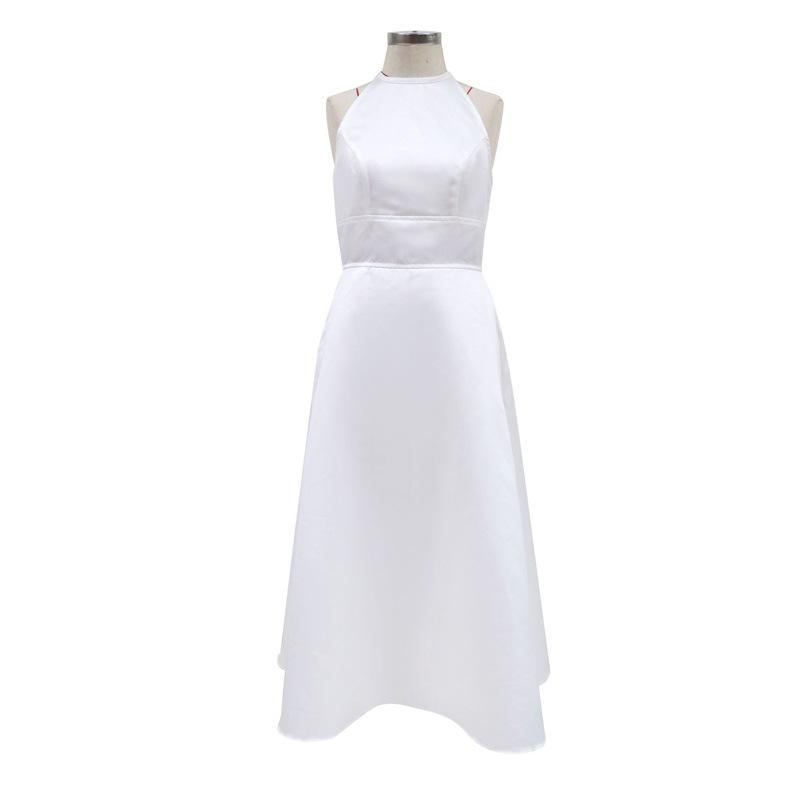 Women Halter Slim Waist Midi Dresses-STYLEGOING