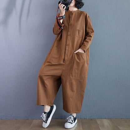 Women Long Sleeves Loose Jumpsuits-STYLEGOING