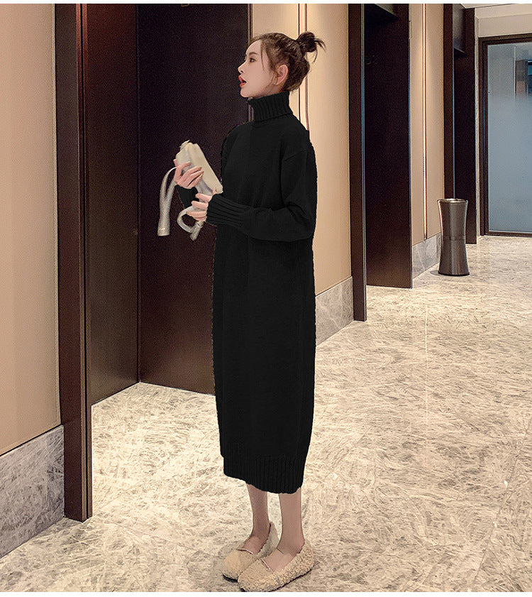 Winter Warm Turtleneck Pullover Long Dresses for Women