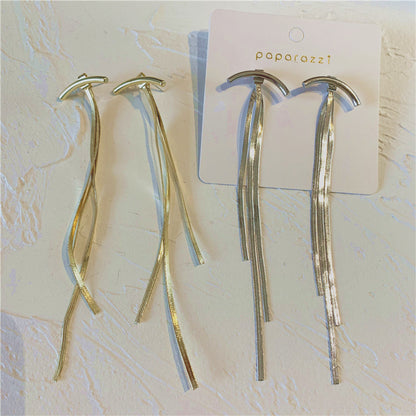 Glossy Tassle Design Women Drop Earrings