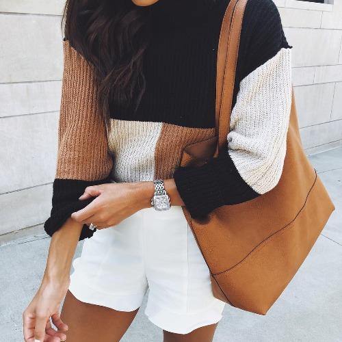 High Neck Long Sleeves Knitting Sweaters-STYLEGOING