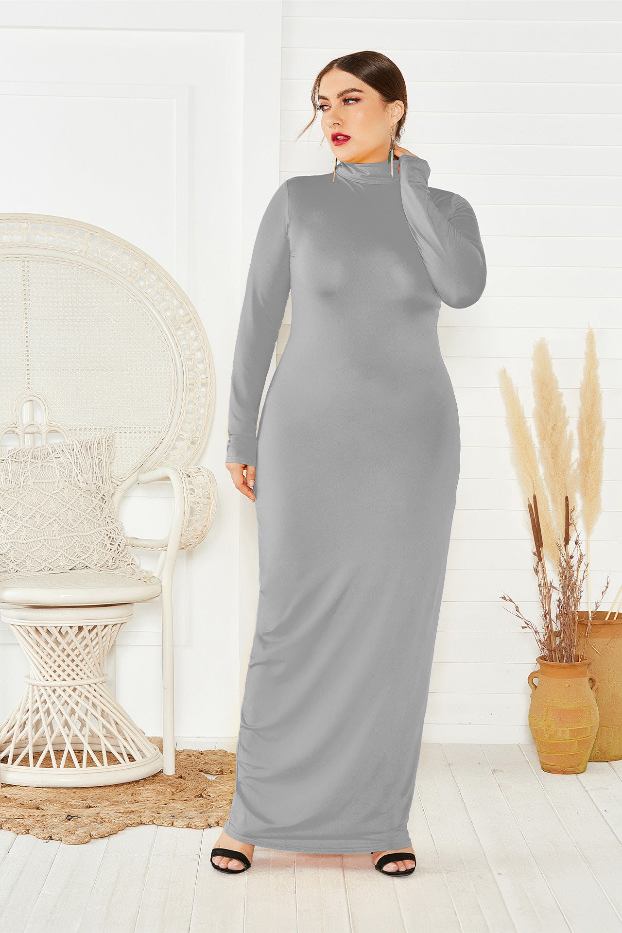 Elegant Turtleneck Plus Sizes Dresses
