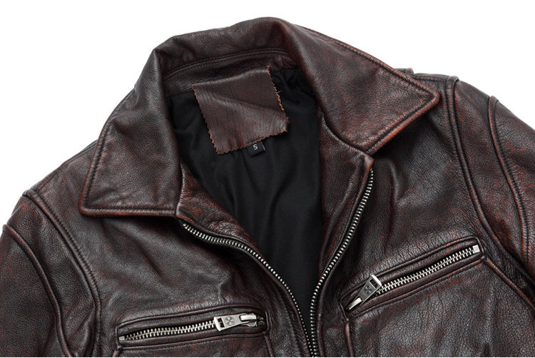 Motorcycle Cowhide Leather Jackets for Men