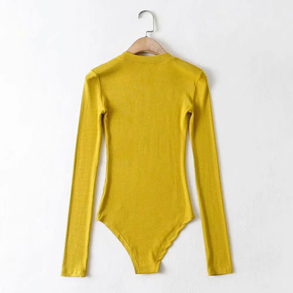 Sexy Tight Round Neck Long Sleeves Romper Shirts