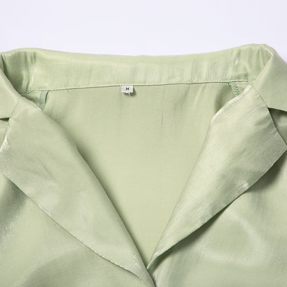 Classy Casual Women Long Sleeves Shirts and Wide Leg Pants