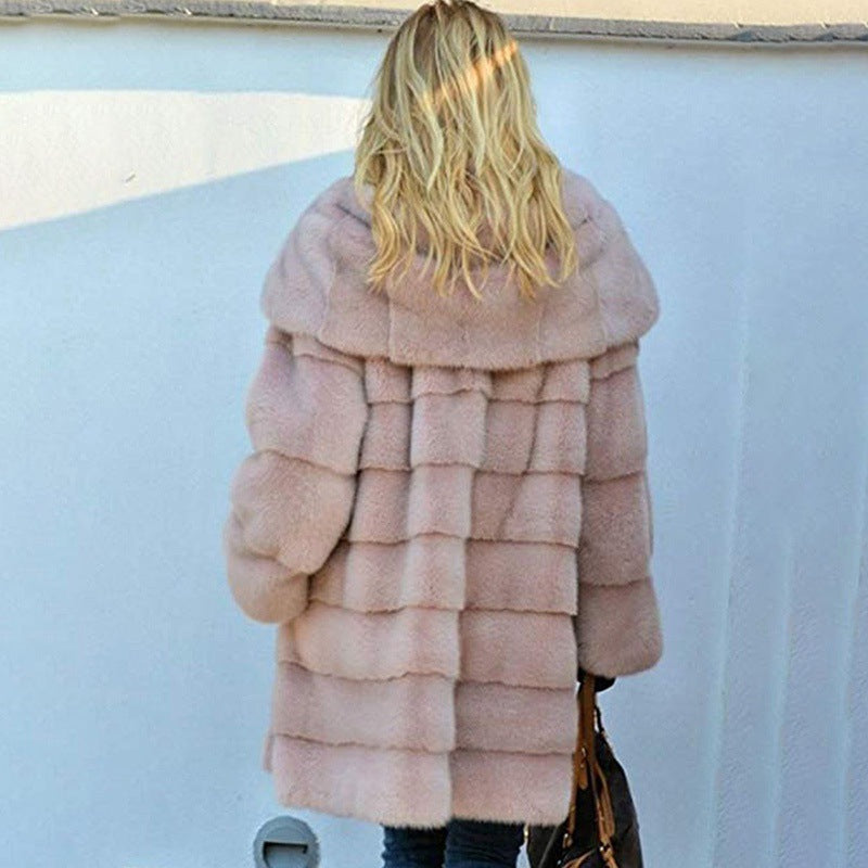 Women Artificial Fur Warm Winter Long Overcoats