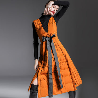 Sleeveless Winter Long Down Vest for Women