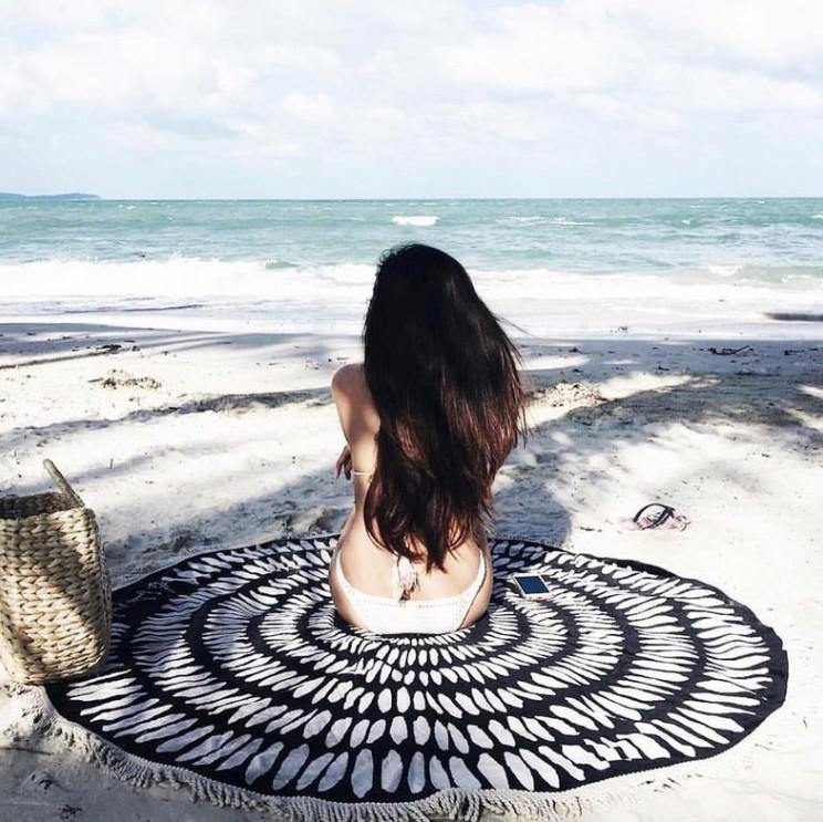 Women Summer Beach Fast Drying Print Beach Towel-STYLEGOING