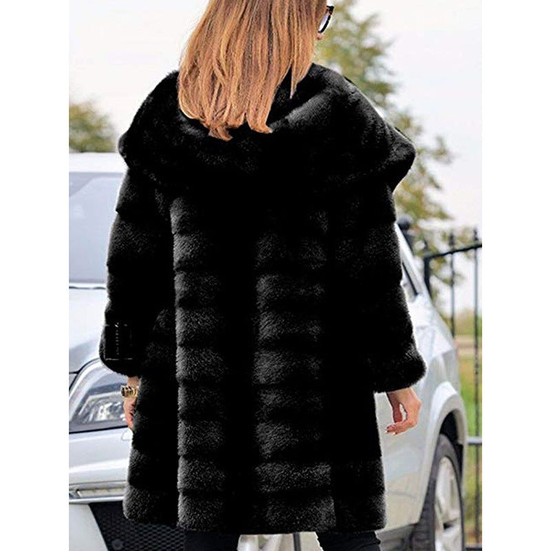 Women Artificial Fur Warm Winter Long Overcoats