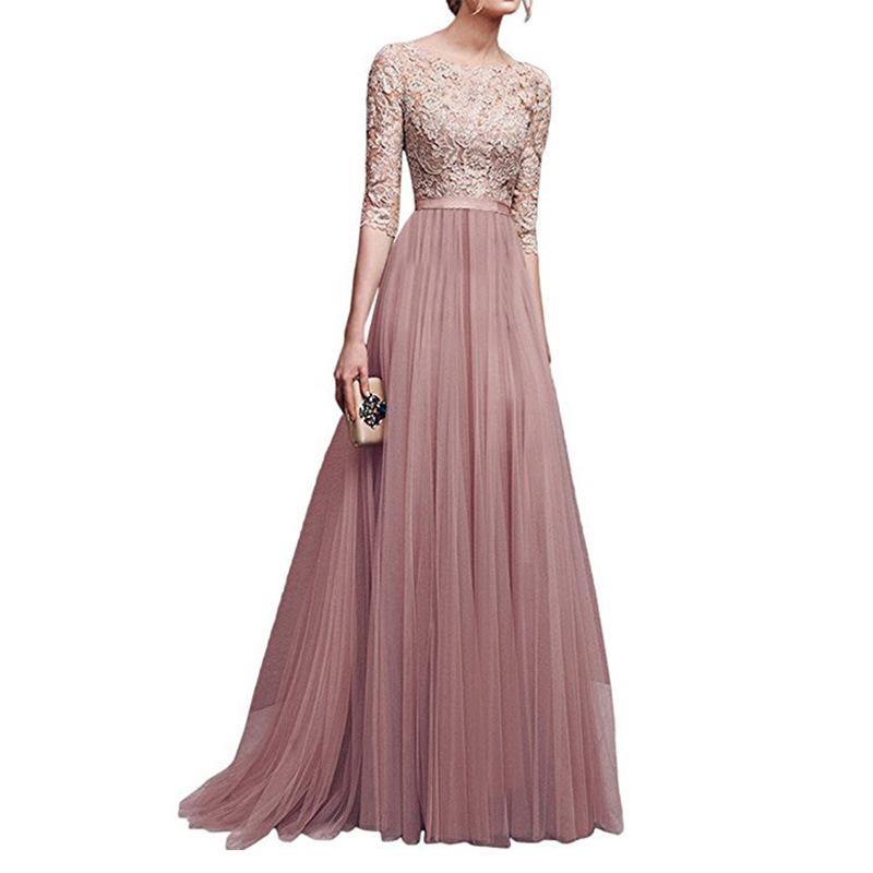 Chiffon Lace Evening Long Dresses-STYLEGOING