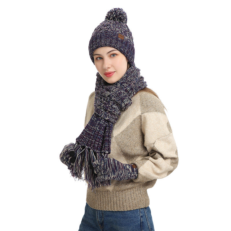 Women Winter Kntiting Colorful Hats&scarfs Sets