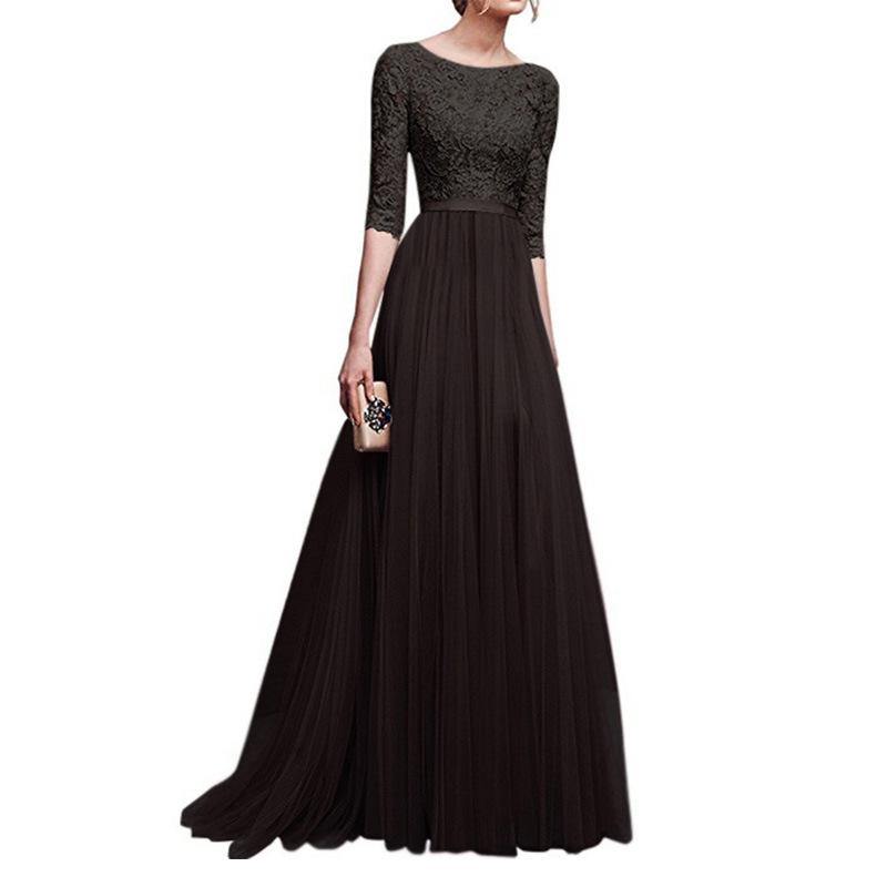 Chiffon Lace Evening Long Dresses-STYLEGOING