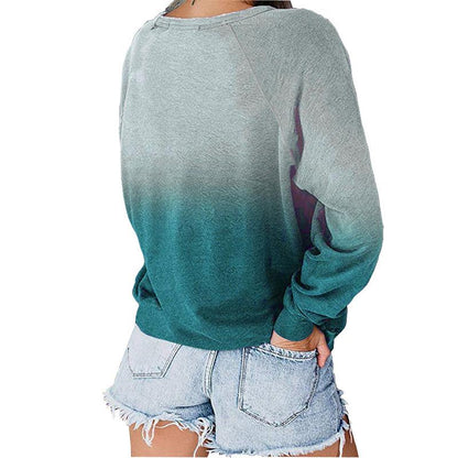 Casual Long Sleeves Pullover Gradient Hoodies-STYLEGOING