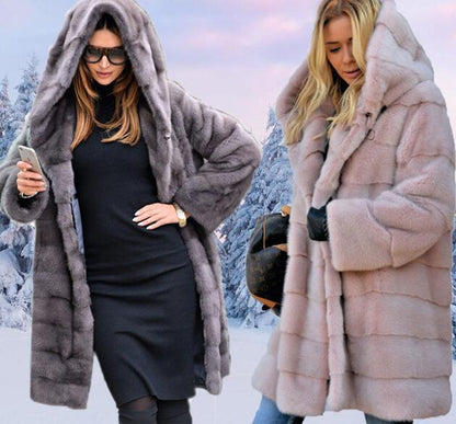 Women Artificial Fur Warm Winter Long Overcoats
