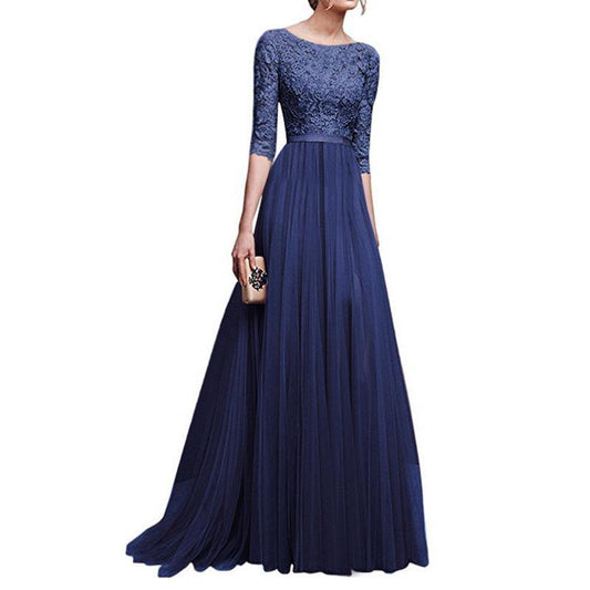 Chiffon Lace Evening Long Dresses-STYLEGOING
