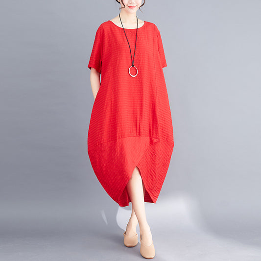 Ethnic Linen Plus Sizes Irregular Vintage Cozy Dresses