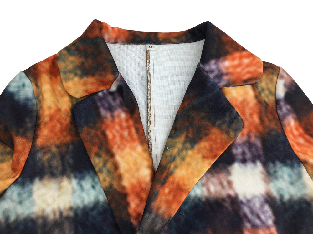 Women Plaid Long Overcoat