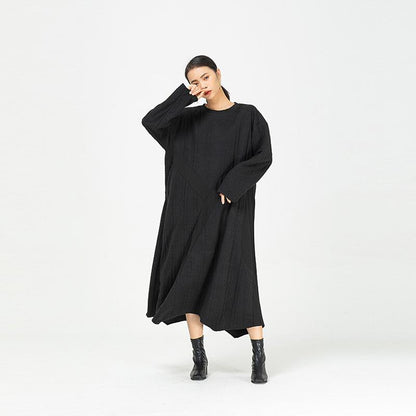 Black Irregular Women Winter Long Dresses-STYLEGOING