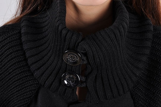 Women Plus Sizes High Neck Cape Overcoat