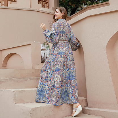Bohemian Plus Sizes Floral Print Long Maxi Dresses