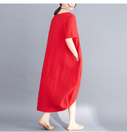 Ethnic Linen Plus Sizes Irregular Vintage Cozy Dresses