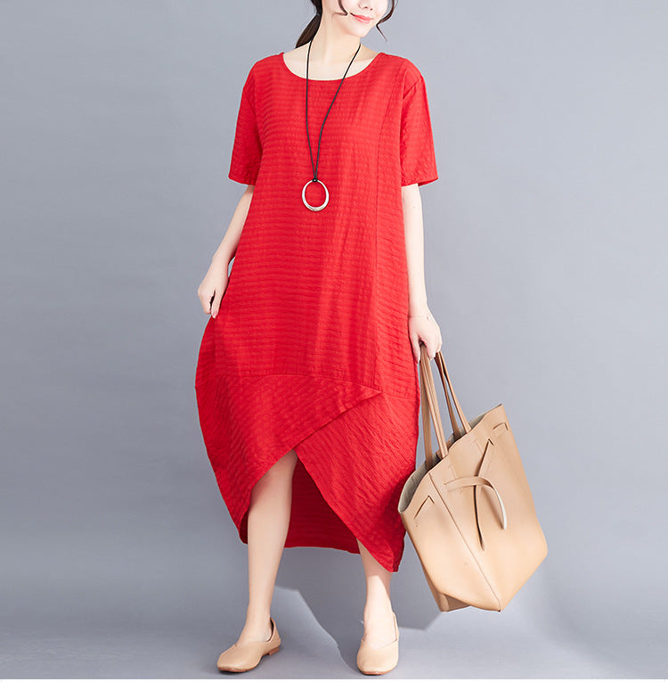 Ethnic Linen Plus Sizes Irregular Vintage Cozy Dresses