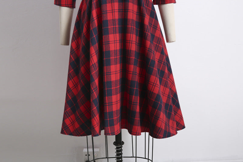 Vintage Plaid Long Sleeves Blazer Women Dresses