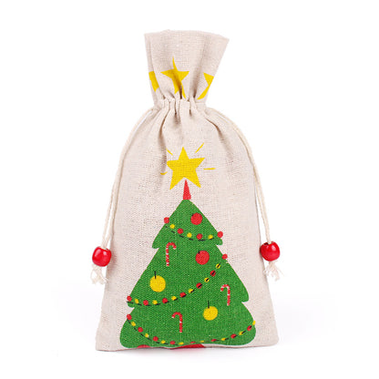 Merry Christmas Linen Strawing Storage Gift Bags