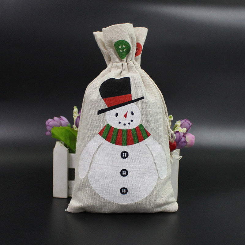 Merry Christmas Linen Strawing Storage Gift Bags