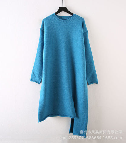 Casual High Neck Knitting Capes & Long Sweaters
