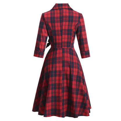 Vintage Plaid Long Sleeves Blazer Women Dresses