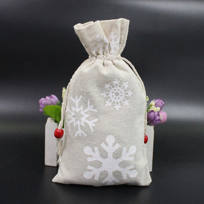 Merry Christmas Linen Strawing Storage Gift Bags