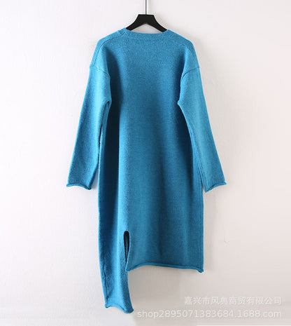 Casual High Neck Knitting Capes & Long Sweaters