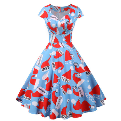 Merry Christmas Short Sleeves Dresses