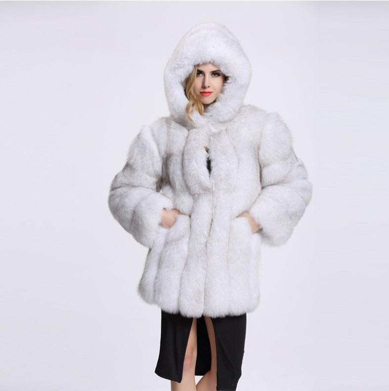 Women's Fox Fur Winter Plus Size Overcoat-STYLEGOING