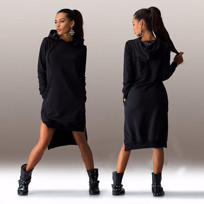 Women Autumn Long Sleeves Hoody Dresses-STYLEGOING