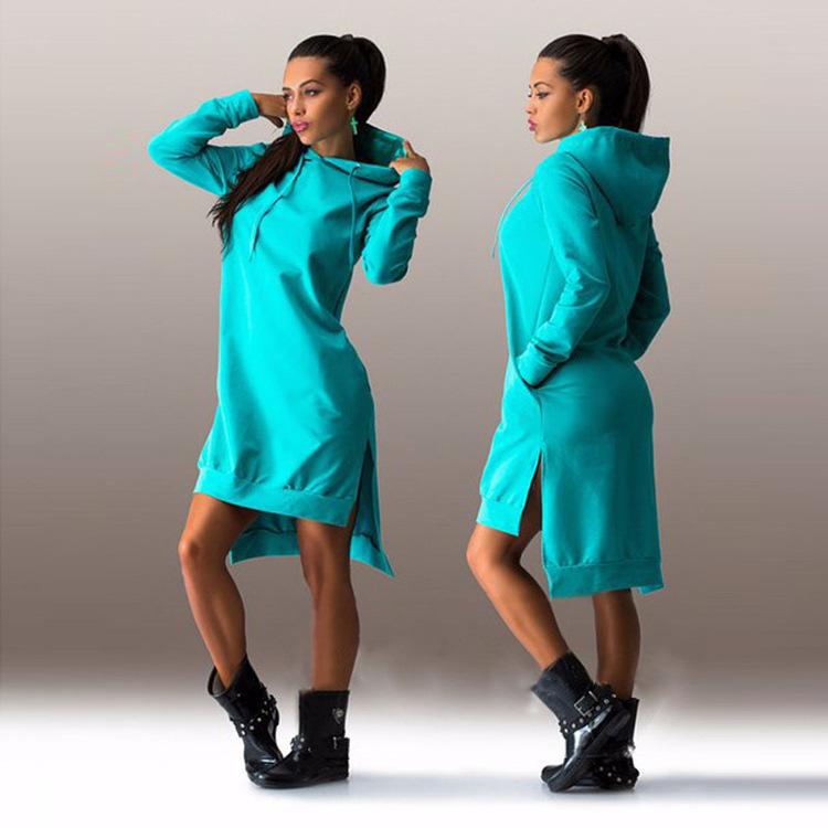 Women Autumn Long Sleeves Hoody Dresses-STYLEGOING