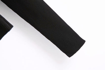 Sexy Black V Neck Knitting Long Sleeves Shirts
