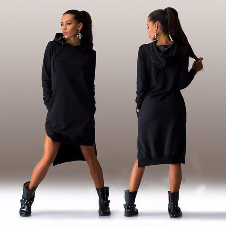 Women Autumn Long Sleeves Hoody Dresses-STYLEGOING