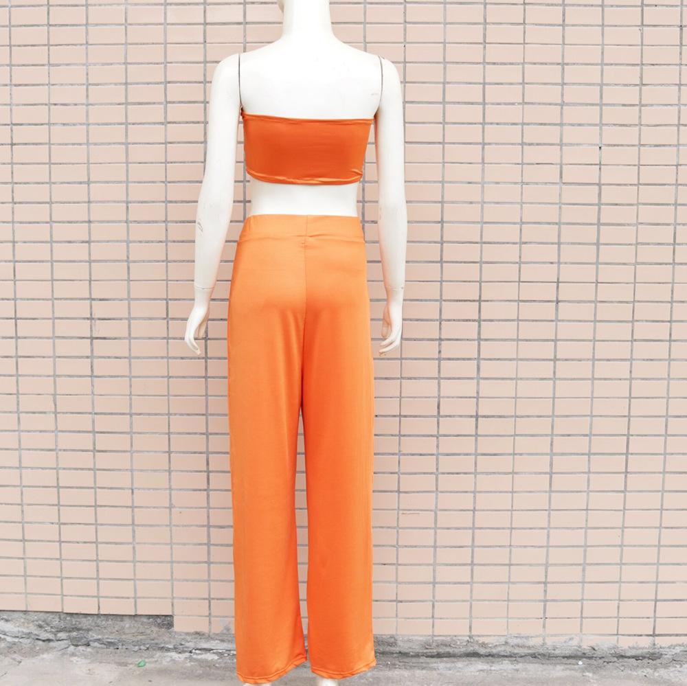Sexy Women Strapless Tops+loose Pants Suits-STYLEGOING