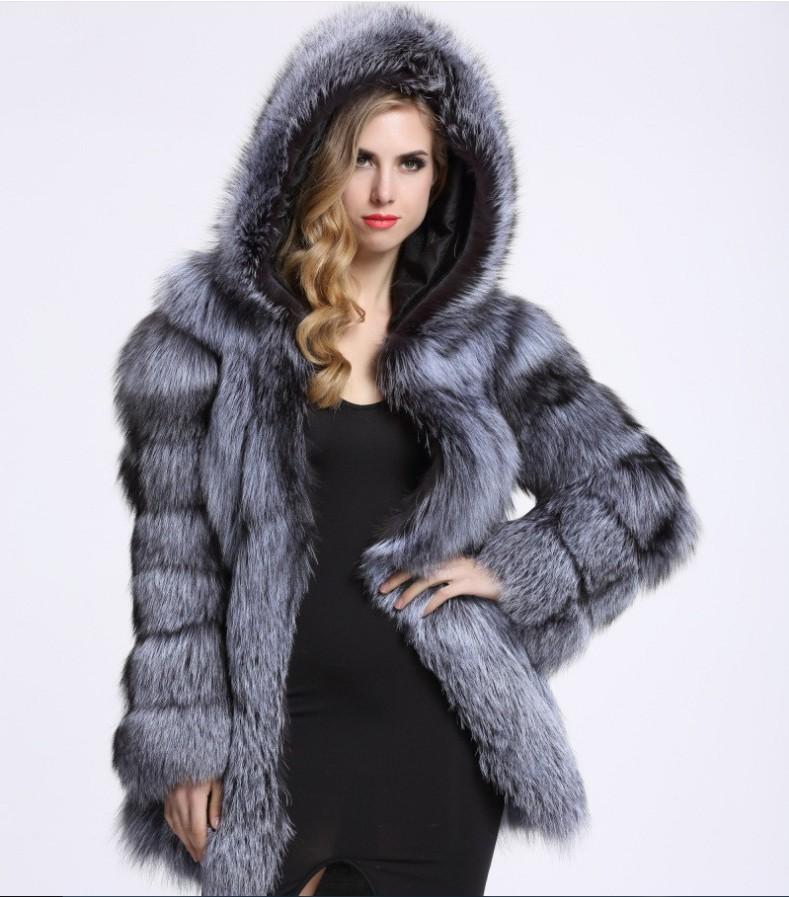 Women's Fox Fur Winter Plus Size Overcoat-STYLEGOING