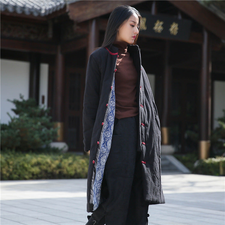 Vintage Cotton Winter Long Overcoats for Women