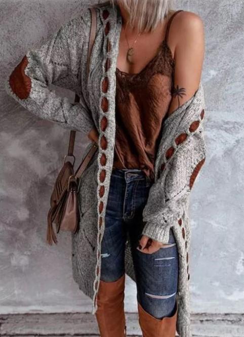 Women Knitting Long Sleeves Cardigan Sweaters-STYLEGOING