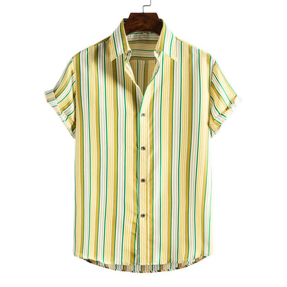 Men's Striped Short Sleeves Summer Beach T Shirts