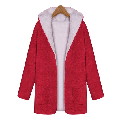 Fashion Women Warm Velvet Long Sleeves Overcoats