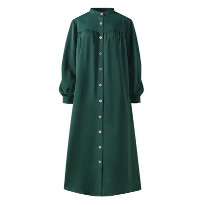 Women Leisure Long Sleeves Shirt Dresses-STYLEGOING