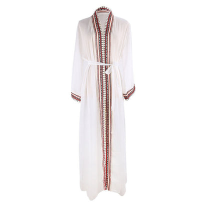 Chiffon Bohemian Embroidery Holiday Beachwear Cover Ups