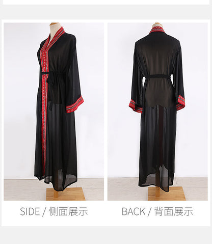 Chiffon Bohemian Embroidery Holiday Beachwear Cover Ups