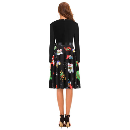 Women Christmas Long Sleeves Vintage Winter Dresses-STYLEGOING